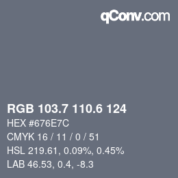カラーコード: RGB 103.7 110.6 124 | qconv.com