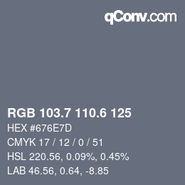 カラーコード: RGB 103.7 110.6 125 | qconv.com