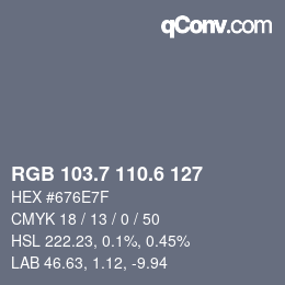 カラーコード: RGB 103.7 110.6 127 | qconv.com