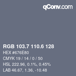 カラーコード: RGB 103.7 110.6 128 | qconv.com
