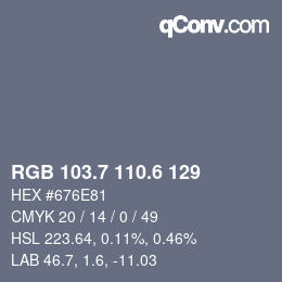 カラーコード: RGB 103.7 110.6 129 | qconv.com
