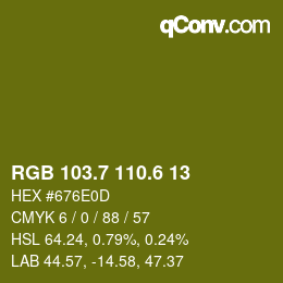 カラーコード: RGB 103.7 110.6 13 | qconv.com