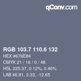 カラーコード: RGB 103.7 110.6 132 | qconv.com