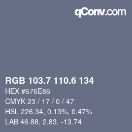 カラーコード: RGB 103.7 110.6 134 | qconv.com