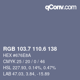 カラーコード: RGB 103.7 110.6 138 | qconv.com