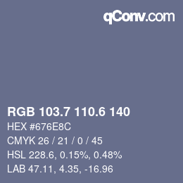 カラーコード: RGB 103.7 110.6 140 | qconv.com