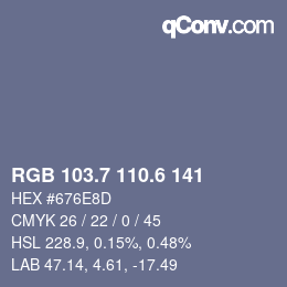 カラーコード: RGB 103.7 110.6 141 | qconv.com