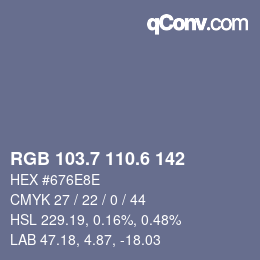 カラーコード: RGB 103.7 110.6 142 | qconv.com