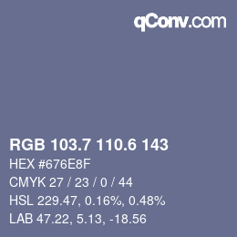 カラーコード: RGB 103.7 110.6 143 | qconv.com