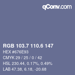 カラーコード: RGB 103.7 110.6 147 | qconv.com