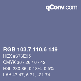 カラーコード: RGB 103.7 110.6 149 | qconv.com