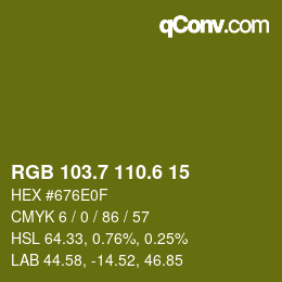 カラーコード: RGB 103.7 110.6 15 | qconv.com