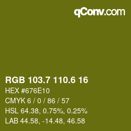 カラーコード: RGB 103.7 110.6 16 | qconv.com