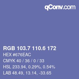 カラーコード: RGB 103.7 110.6 172 | qconv.com
