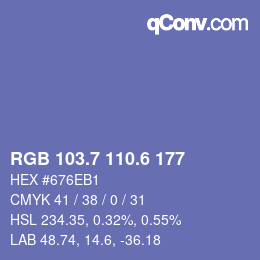 カラーコード: RGB 103.7 110.6 177 | qconv.com