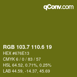 カラーコード: RGB 103.7 110.6 19 | qconv.com
