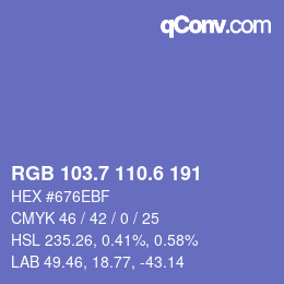 カラーコード: RGB 103.7 110.6 191 | qconv.com