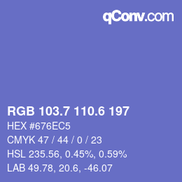 カラーコード: RGB 103.7 110.6 197 | qconv.com