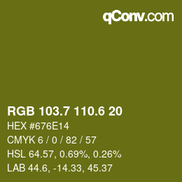 カラーコード: RGB 103.7 110.6 20 | qconv.com
