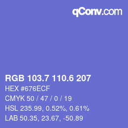 カラーコード: RGB 103.7 110.6 207 | qconv.com