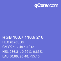 カラーコード: RGB 103.7 110.6 216 | qconv.com
