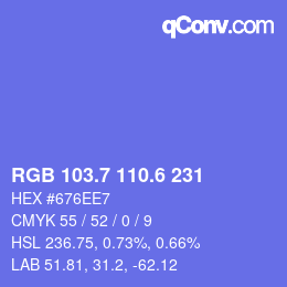 カラーコード: RGB 103.7 110.6 231 | qconv.com