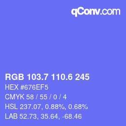 カラーコード: RGB 103.7 110.6 245 | qconv.com