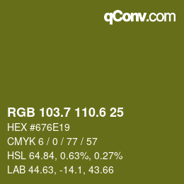 カラーコード: RGB 103.7 110.6 25 | qconv.com