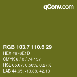 カラーコード: RGB 103.7 110.6 29 | qconv.com