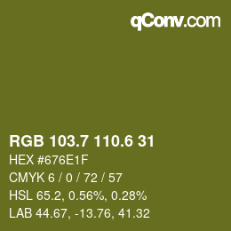 カラーコード: RGB 103.7 110.6 31 | qconv.com