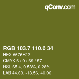 カラーコード: RGB 103.7 110.6 34 | qconv.com