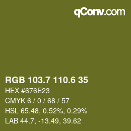 カラーコード: RGB 103.7 110.6 35 | qconv.com
