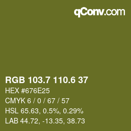 カラーコード: RGB 103.7 110.6 37 | qconv.com
