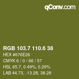 カラーコード: RGB 103.7 110.6 38 | qconv.com