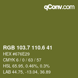カラーコード: RGB 103.7 110.6 41 | qconv.com