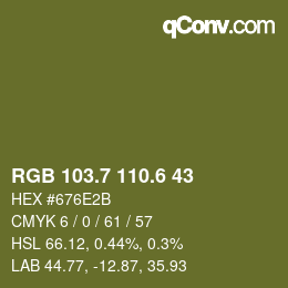 カラーコード: RGB 103.7 110.6 43 | qconv.com
