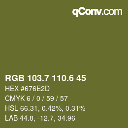 カラーコード: RGB 103.7 110.6 45 | qconv.com