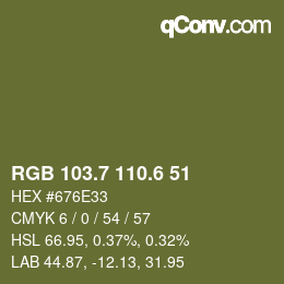 カラーコード: RGB 103.7 110.6 51 | qconv.com