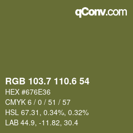 カラーコード: RGB 103.7 110.6 54 | qconv.com