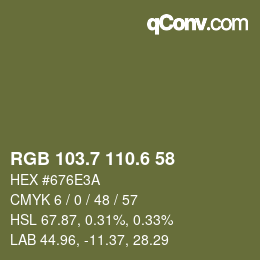 カラーコード: RGB 103.7 110.6 58 | qconv.com