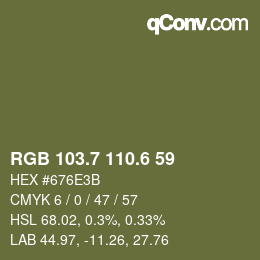 カラーコード: RGB 103.7 110.6 59 | qconv.com
