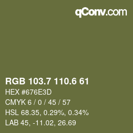 カラーコード: RGB 103.7 110.6 61 | qconv.com