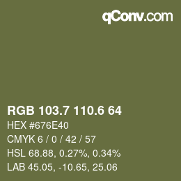 カラーコード: RGB 103.7 110.6 64 | qconv.com