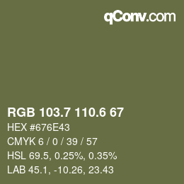 カラーコード: RGB 103.7 110.6 67 | qconv.com