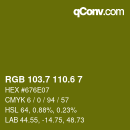 カラーコード: RGB 103.7 110.6 7 | qconv.com