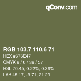 カラーコード: RGB 103.7 110.6 71 | qconv.com