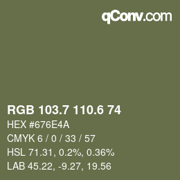 カラーコード: RGB 103.7 110.6 74 | qconv.com