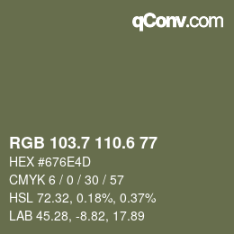 カラーコード: RGB 103.7 110.6 77 | qconv.com