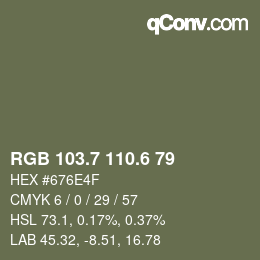 カラーコード: RGB 103.7 110.6 79 | qconv.com