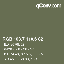 カラーコード: RGB 103.7 110.6 82 | qconv.com